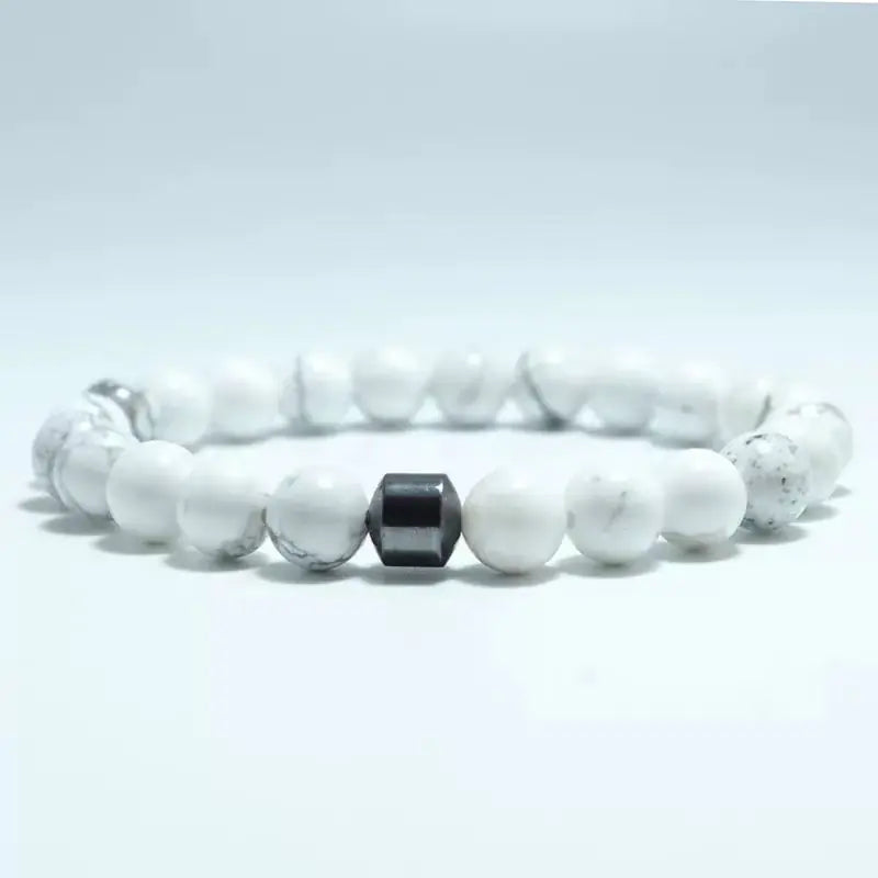 Men's 8mm Natural Stone Beaded Bracelet (Tiger Eye, Lava)