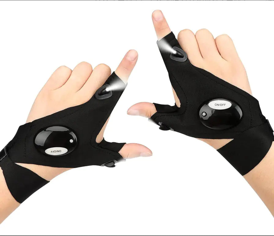 LED Flashlight Gloves for Camping and Night Running