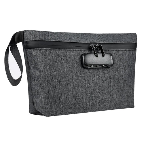 BOJLY Smell Proof Bag Odor Proof Storage Bag with Combination Lock12.5 x 7.5 Waterproof Zipper Tote Organizer for Travel Smell Proof Container Grey
