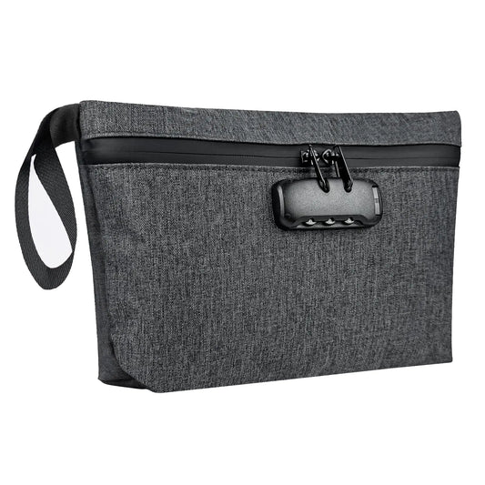 BOJLY Smell Proof Bag Odor Proof Storage Bag with Combination Lock12.5 x 7.5 Waterproof Zipper Tote Organizer for Travel Smell Proof Container Grey