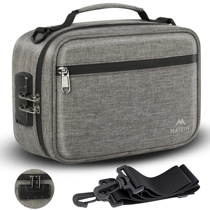 MATEIN Smell Proof Bag Odor Proof Bags Stash Box Container with Combination Lock Travel Storage Case with Detachable Shoulder Strap Scent Proof Bag Gifts for Men & Women Grey