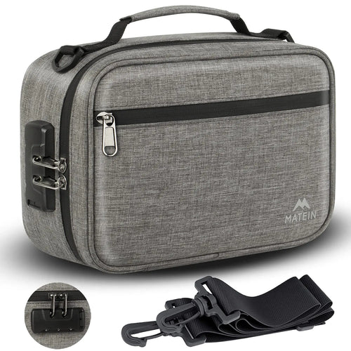 MATEIN Smell Proof Bag Odor Proof Bags Stash Box Container with Combination Lock Travel Storage Case with Detachable Shoulder Strap Scent Proof Bag Gifts for Men & Women Grey