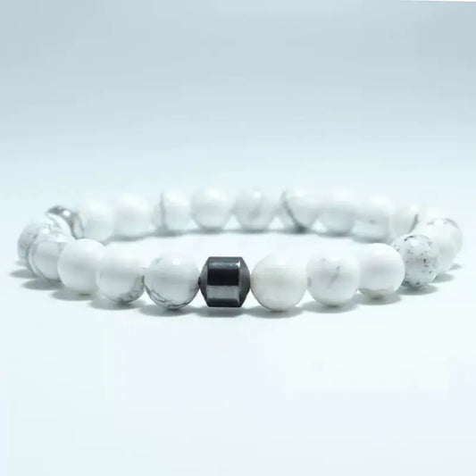 Men's 8mm Natural Stone Beaded Bracelet (Tiger Eye, Lava)